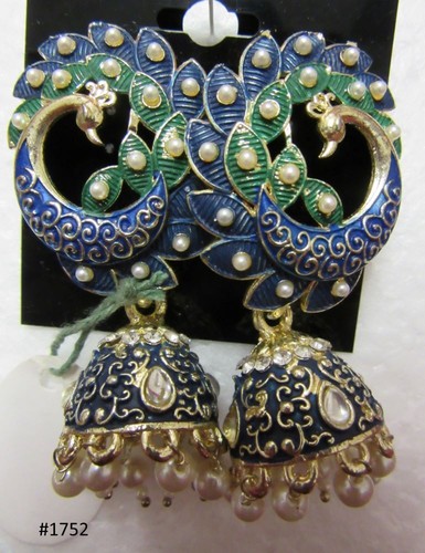 Earrings 305 Ear4 Indian Designer Jhumka Earrings Golden Pearl Beads Shieno - Picture 42 of 55