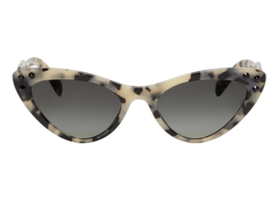miu miu トータスシェル キャットアイサングラス Miu Miu Beige and Black Tortoiseshell Logomania Cat-Eye Women's
