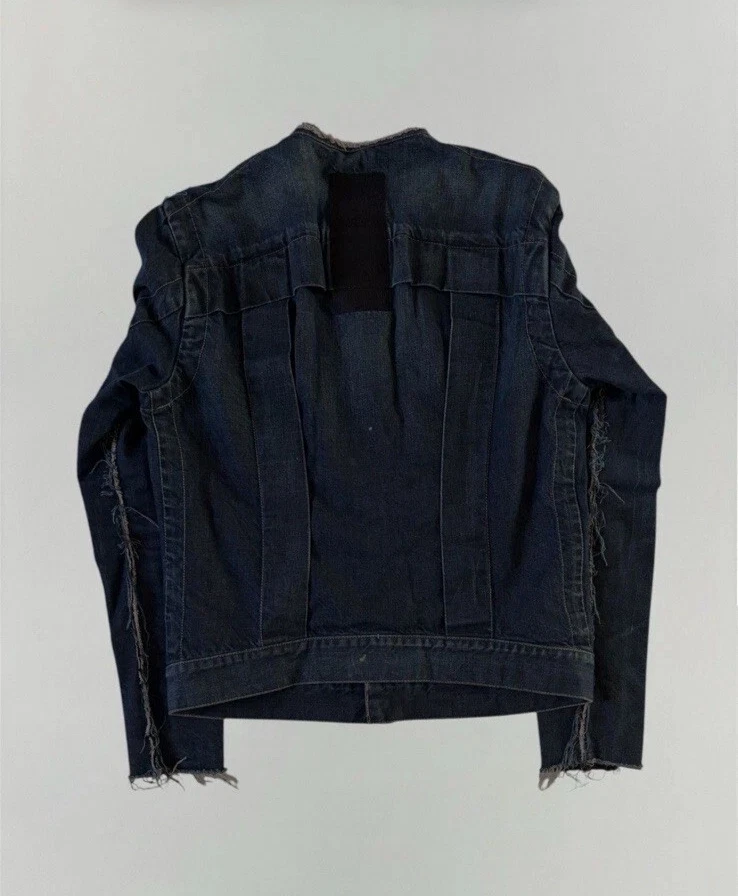 Chaqueta de mezclilla encerada Rick Owens SLAB AW01 reconstruida destruida para hombre pequeña S Foto 2 de 4