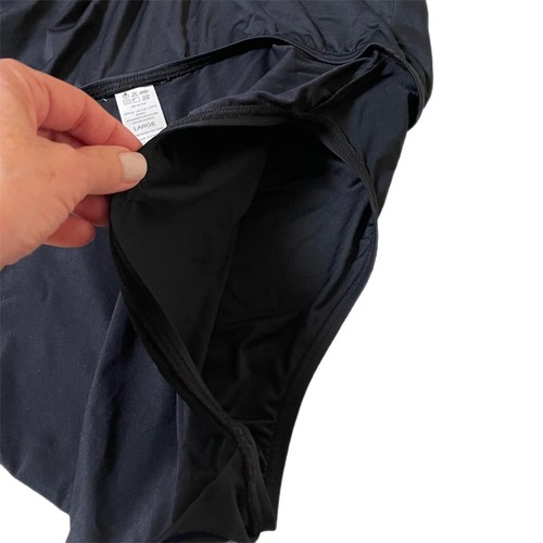 Women's Large Black Swim Skirt Skort Bottom Side Slits Panty Shield in Tact - Picture 7 of 10