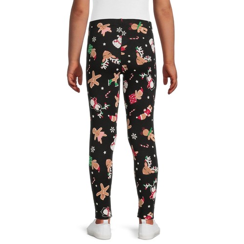 Holiday Time Girls Holiday Print Leggings, Black Soot Size S(6-6X) - Picture 4 of 5