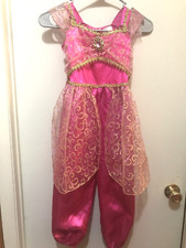 Princess Jumpsuit Play Costume Size 4-6x Dress Up Pink Sparkle Bejewel Halloween