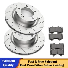 Front Drilled Rotors Brake Pads Kit for Toyota Tundra Sequoia Land Cruiser LX570