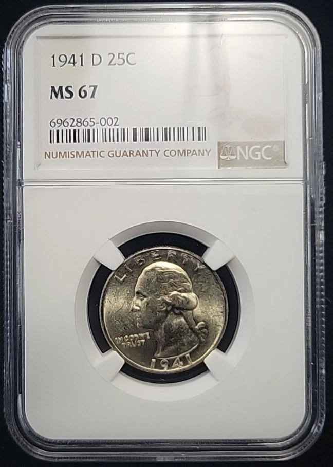 Silver MS 67 Graded 1941 Year Washington Quarters (1932-1998) for