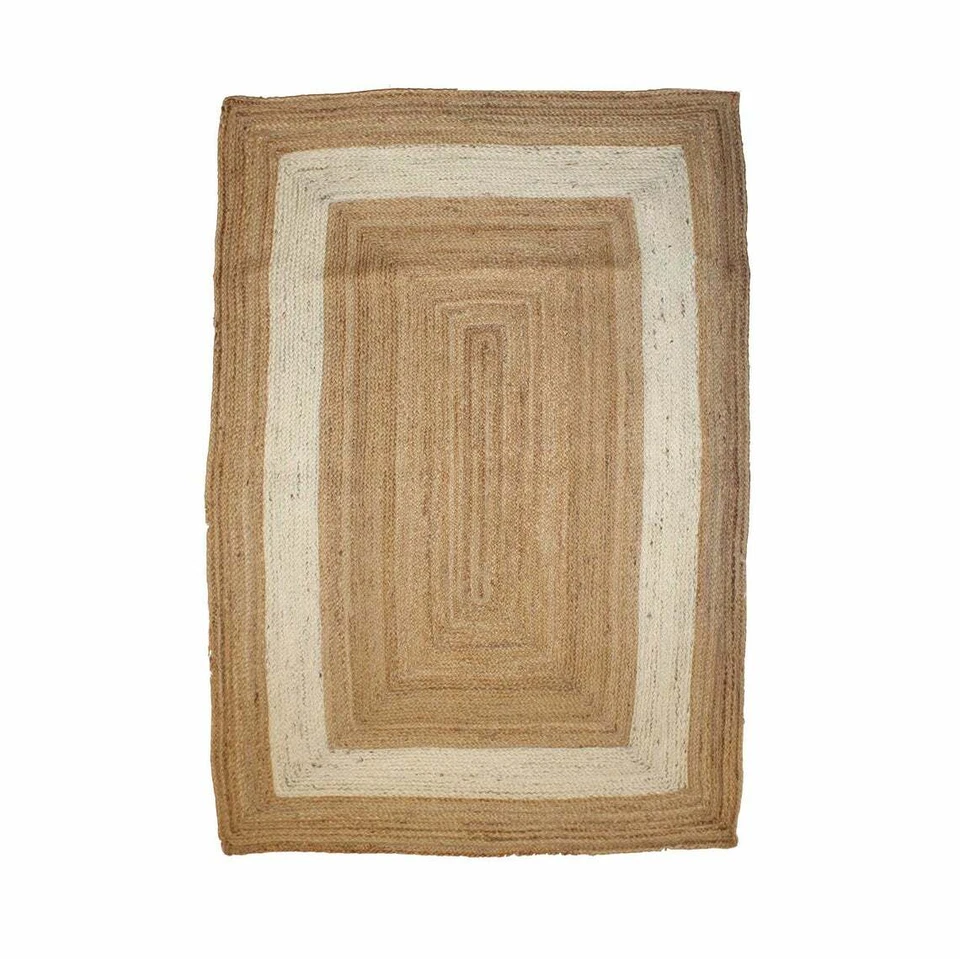Rug 100% natural jute braided handmade carpet reversible Modern Living area rug - Image 3 of 4