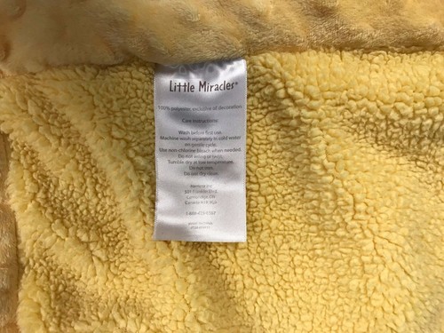 Little Miracles Teddy Bear Cloud Baby Blanket Yellow Sherpa Stars Lovey 30x40" - Picture 5 of 5