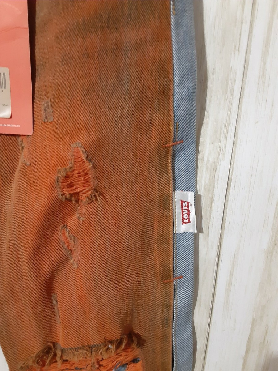 LEVIS HERON PRESTON 501 Orange Distressed Jeans - size 25x32 LEVIS HERON PRESTON 501 Orange Distressed Jeans - size 25x32