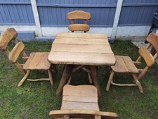 Solid Hand Made Wooden Garden Furniture, set, Oak, Table + 4 chairs