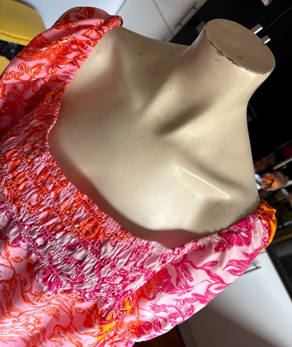 BNWT Ladies BOOHOO Maternity VOLCANIC ORANGE FONDANT PINK Floral Smock Blouse 14 - Picture 3 of 8