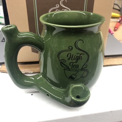 High Tea Novelty Ceramic Mug Green Black Print Christmas Gift Men Women