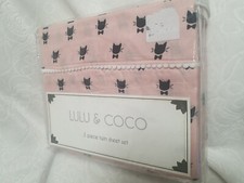 Lulu Coco Cats With Bowties Sheets 3 Piece Twin Sheet Set Pink Black