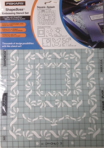 Fiskars ShapeBoss Embossing Stencil Set - Square-Splash - 5615 - NEW - Picture 1 of 3