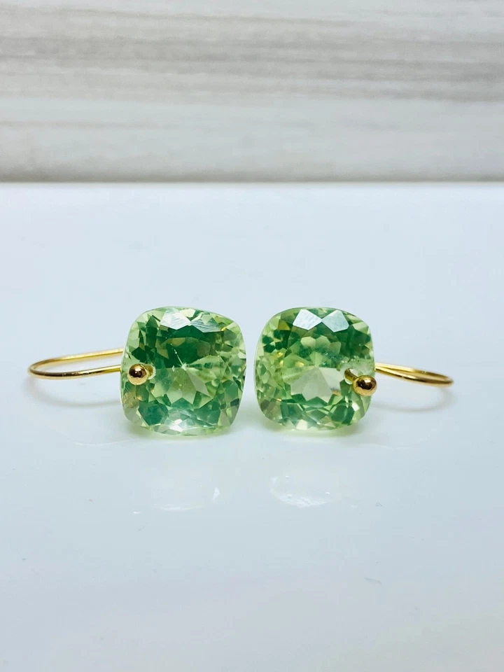Peridot Gemstone Dangle Drop Earring Solid 10k Gold Jewelry For Someone - Image 2 of 4