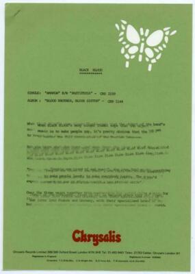 Black Blood Amanda b/w Rastiferia Press Kit 1977
