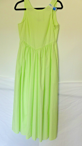 Emporio Armani Lime Green Poplin Gathered Skirt Maxi Dress USA Size 6 Runs Small - Picture 2 of 9