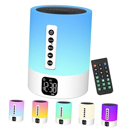 Alarm Clock Bluetooth Speaker, Night Light White Noise Machine Touch Bedside-image