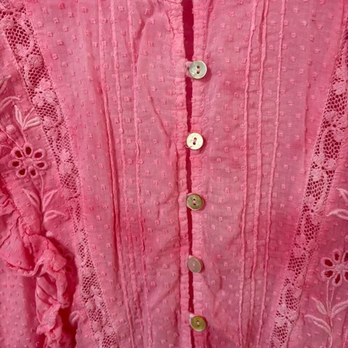 love Shack Fancy Natasha Eyelet Pink smocked mini dress size XL - Picture 12 of 17