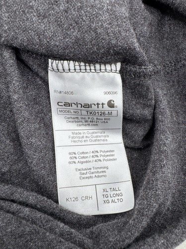 Carhartt Shirt Mens XL Gray Loose Fit Long Sleeve Pocket Crew Neck TK0126-M - Picture 6 of 6