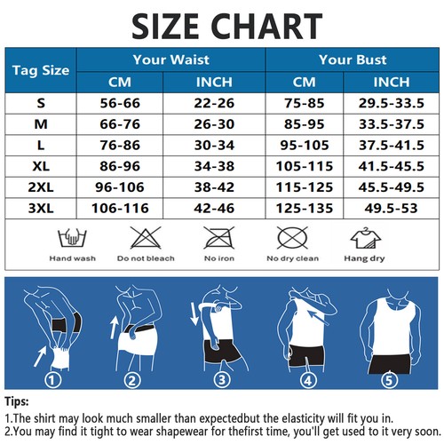 Chaleco de compresión modelador corporal para hombre 3/2 piezas Camisa adelgazante Tanque Pecho Vientre Cintura Reino Unido - Imagen 21 de 71