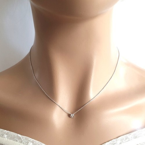 Goldmaid collana donna oro bianco 375/- solitario, 1 brillante 0,10 ct. P1/KL NUOVO - Foto 2 di 3
