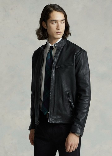 NWT - Polo Ralph Lauren - Men’s Leather Cafe Racer Jacket Mens Size M - $698