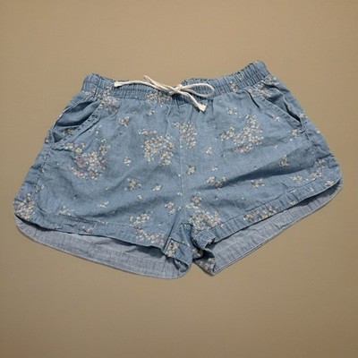JOLT XS Pullstring Shorts Women's Blue Floral Elastic Waist