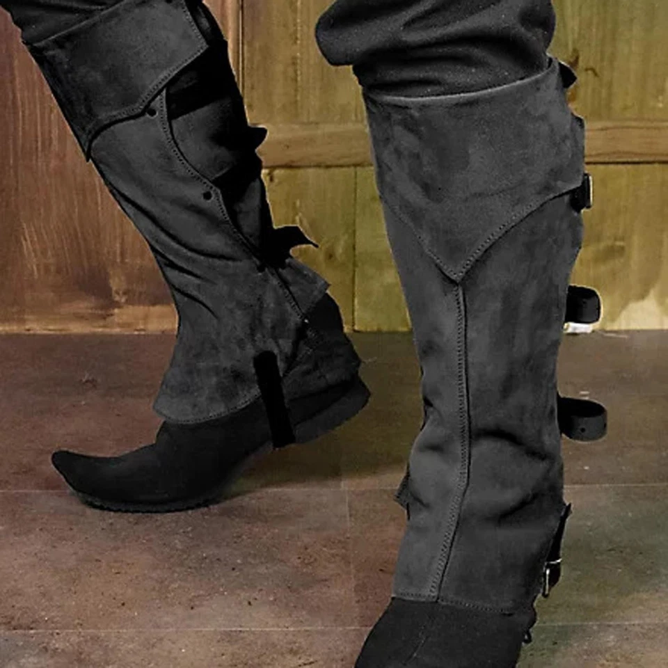 Costume Boots Covers Gothic Medieval Gaiters PU Medieval Leg Covers for Cosplay - Image 2 of 4