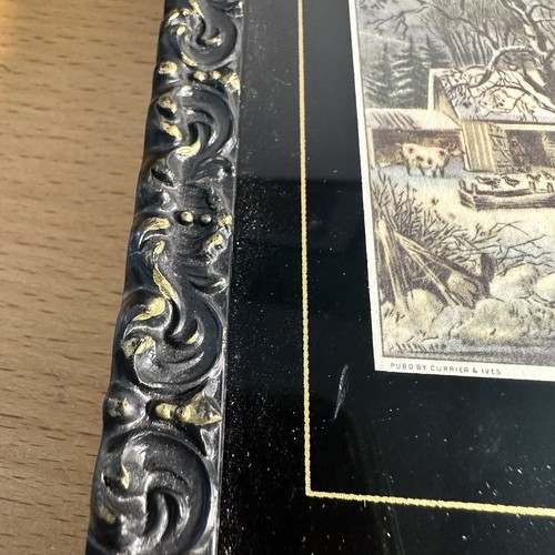 Vintage Pair of Truart Black & Gold Plastic Framed Currier & Ives Prints - Picture 5 of 10