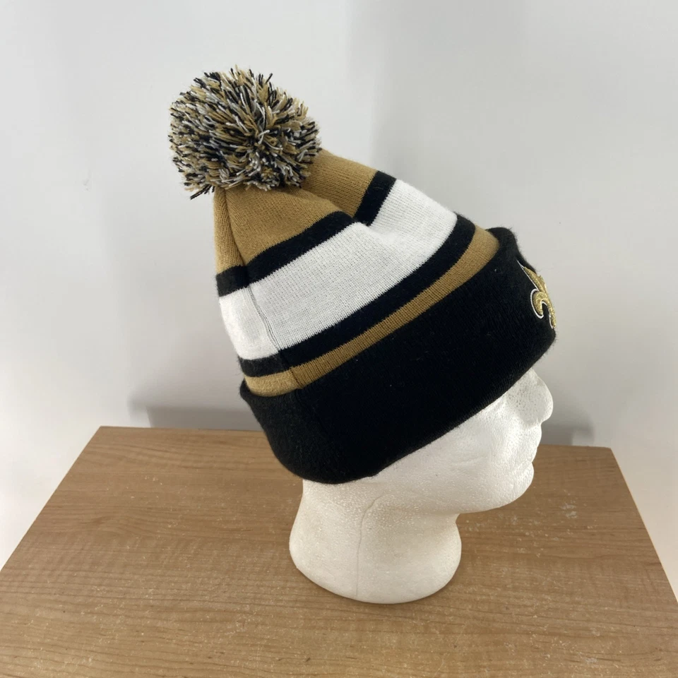 Мужская шапка New Orleans Saints OS серая вязаная шапочка-помпон New Era вышитая с подкладкой - Изображение 4 из 4