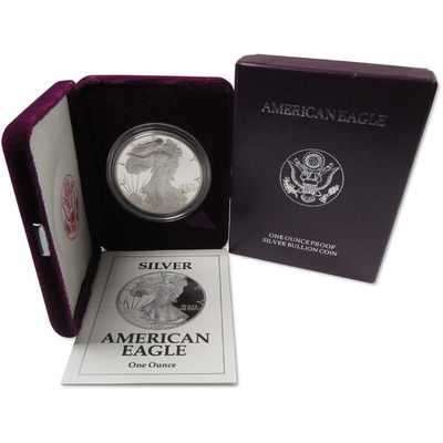 #ad 1992 S American Silver Eagle Bullion Proof $1 Coin Collectible OGP COA $104.99