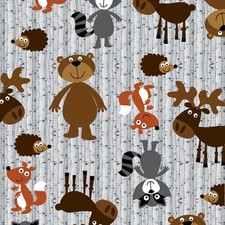 Woodland Animals Flannel Fabric