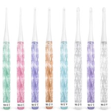 8-Size Inline Crochet Hook Set See-Through Ergonomic Plastic Handles 2.5mm-6mm