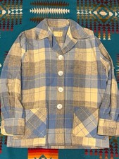 Pendleton 49er Jacket Plaid Vintage 1950s Wool Blue Yellow Size Small Men