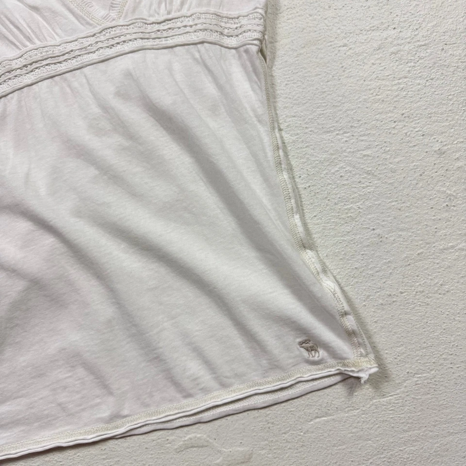 Top Y2K Abercrombie & Fitch Blanco Corbata Cintura Imperio, Talla Pequeña Foto 3 de 4