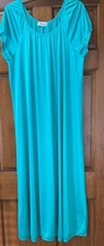 Vanity Fair Nylon Sleeveless Lightweight Maxi Length Nightgown Aqua Size Large