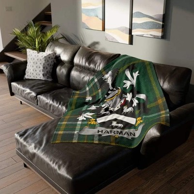 Harman Coat Of Arms Irish Tartan Heritage Blanket
