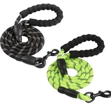 2 Pack 5 FT Heavy Duty Dog Leash with Comfortable Padded Handle Reflective Do...