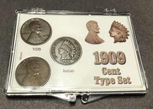 1909 VDB & 1909-P Lincoln Cent 1909-P Indian Head Cent - Nice 3 Coin Lot VG-VF
