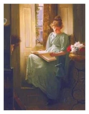 Victorian Trading Co An Interesting Chapter Woman Reading Unframed Print PA16