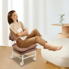 Rolling Stool with Backrest Low Height Sponge Roller Stool Chair Roller Seat