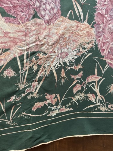 "Bufanda de seda vintage Salvatore Ferragamo verde ardilla hurón verde floral 34""" - Imagen 16 de 18
