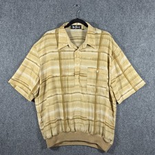 Vintage 70s Alan Stuart 1/2 Button Shirt Golden Brown Band Bottom Size XL 1990