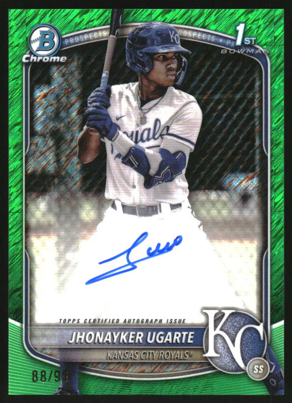 2025 Bowman Chrome Autographs Green Shimmer #CPA-JU Jhonayker Ugarte RC Auto /99