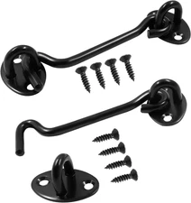 2Pcs 4 Inch Black Privacy Hook and Eye Latch,Stainless Steel Barn Door Eye Latch