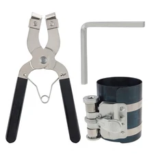 Car Engine Piston Ring Compressor Wrench Tool & Piston Ring Pliers 2-1/8" to 7"