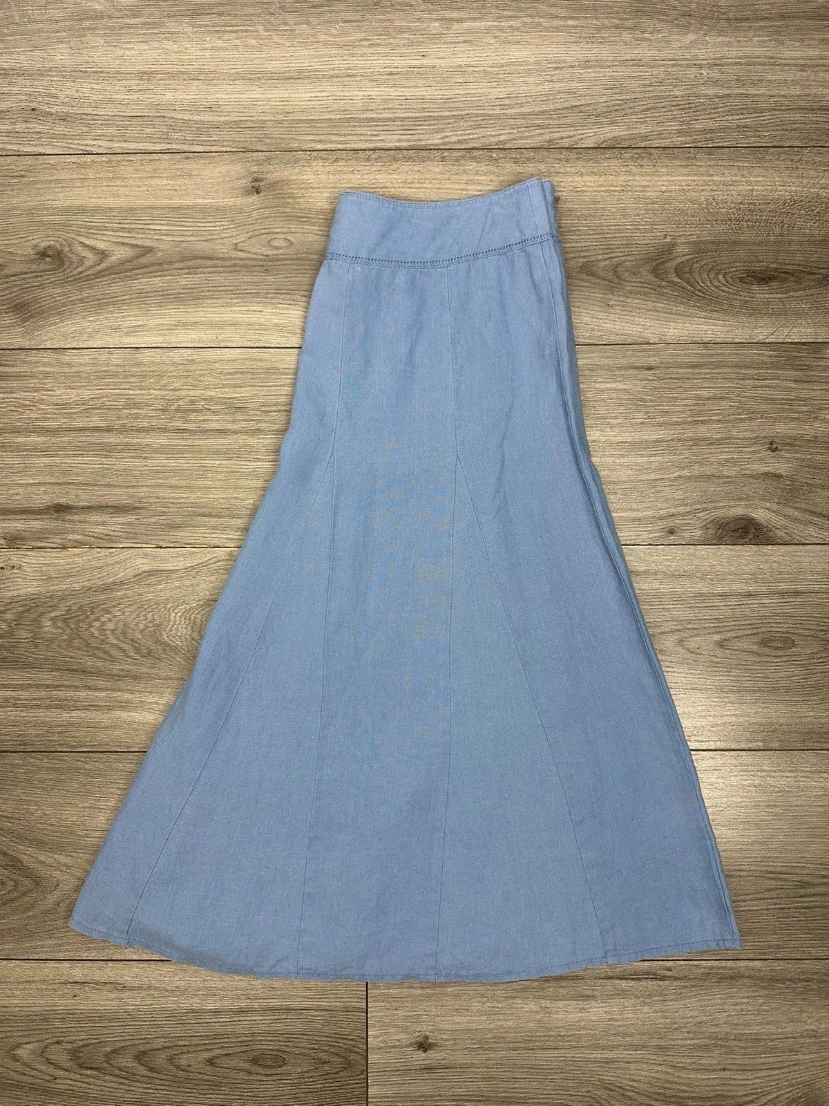 Laura Ashley Light Blue 100% Linen Mid Length Skirt Women’s UK 14 EUR 40