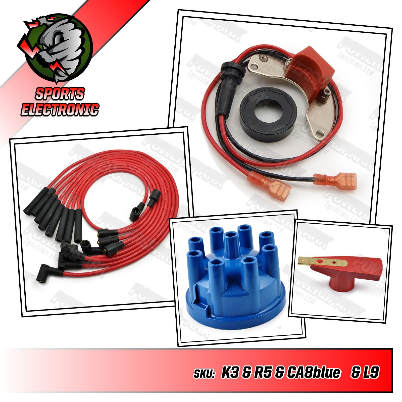 Range Rover Electronic Ignition Kit 8mm HT Leads Rotor Arm Cap 35D later 3.5 V8