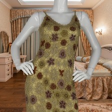 Vintage Sue Wong Granny Crochet Knit Spaghetti Dress S