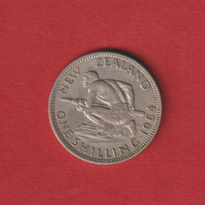 48° NEW ZEALAND ° 1 SHILLING (K-N) 1964 ° ELIZABETH II °