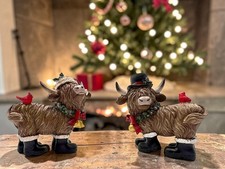 Hobby Lobby Highland Cow Figurine Holiday Farmhouse Decor Resin-Height-5 Inches